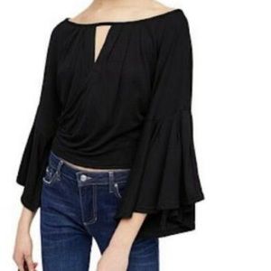 Free People Last Time Draped Bell Sleeve Cropped